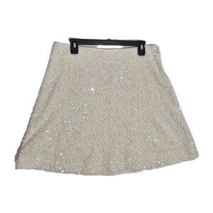 a Loves a Women's Skirt Size 12 Mini  Sequined Winter White Ivory (6)